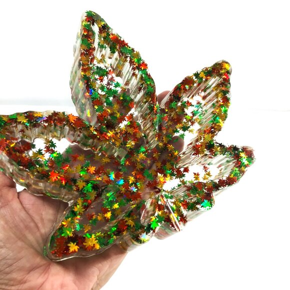 Resin Ashtray with Leaves Handmade Leaf - Picture 8 of 8